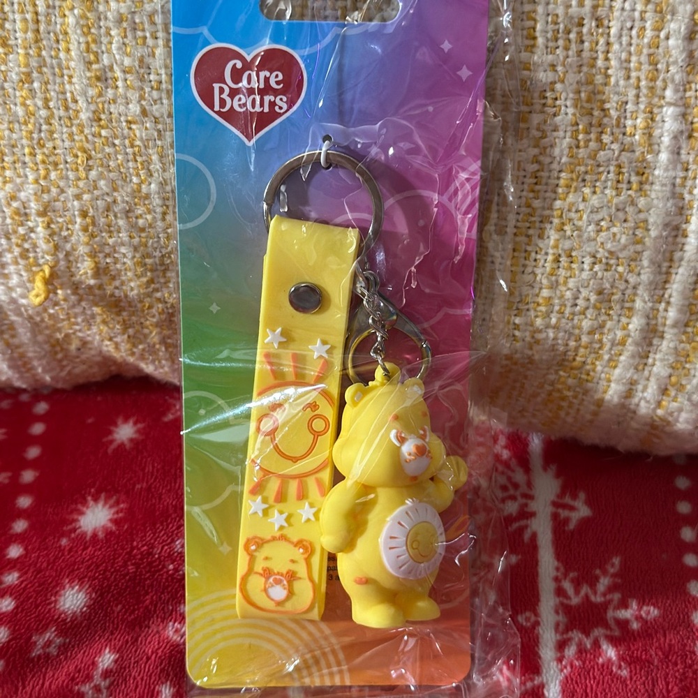 Care Bears FUNSHINE Bear Yellow Keychain with Rainbow Strap